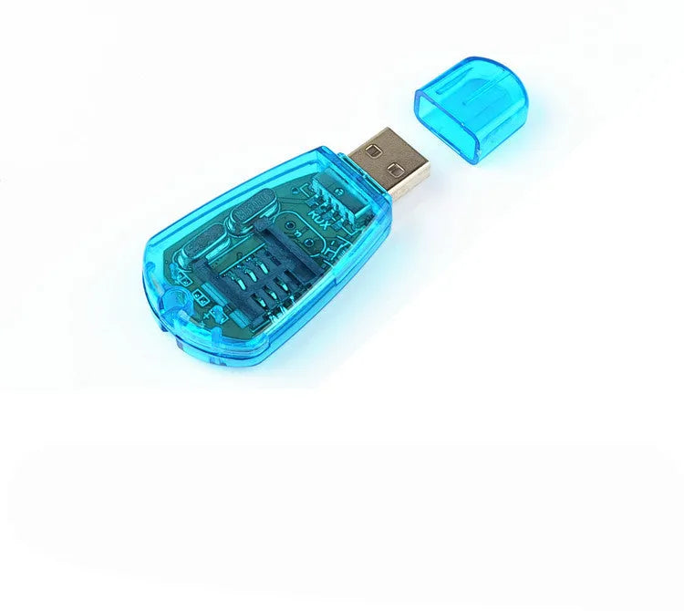 Blue USB mobile phone SIM card reader for computer data management