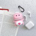 Silicone protective case with cartoon animal design compatible with Apple AirPods 1 and 2 in various colours