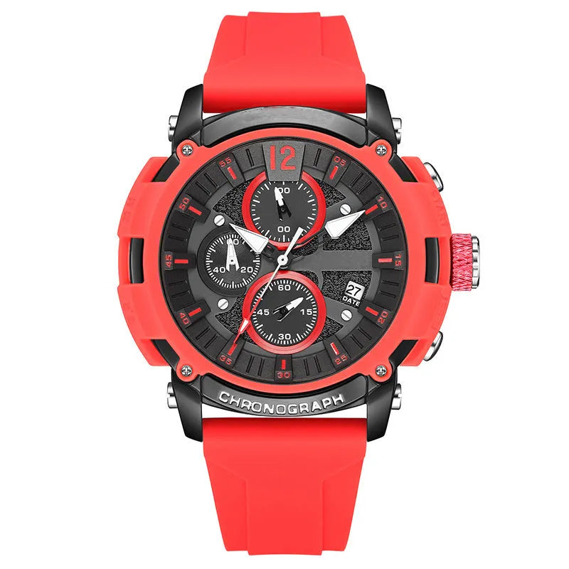 Men's multi-function luminous waterproof calendar watch with 51mm case in five colour options