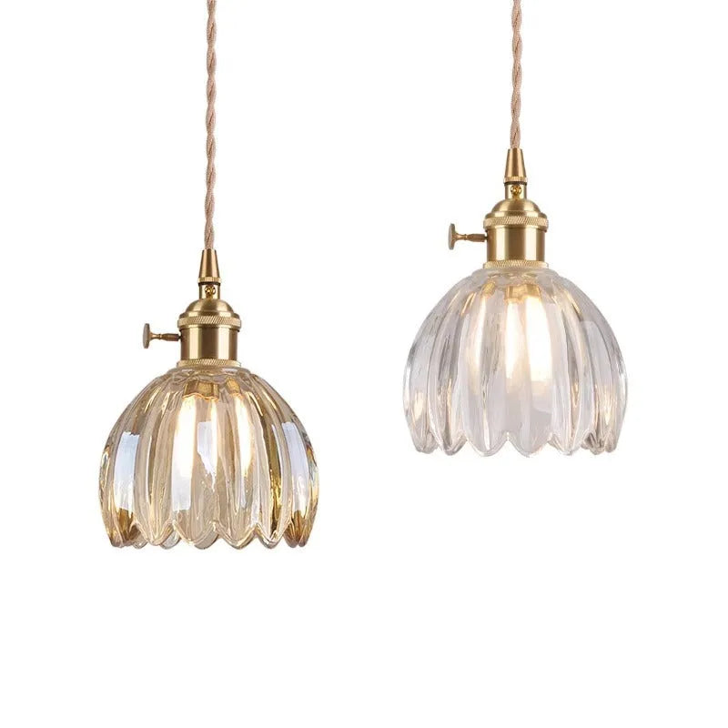 Vintage glass flower chandelier with Nordic design and multiple colour shade options for bedroom lighting