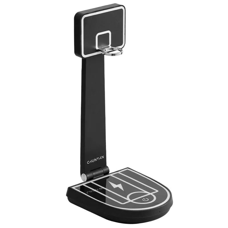Basketball stand table lamp in black or white with touch control and optional 15W wireless phone charging