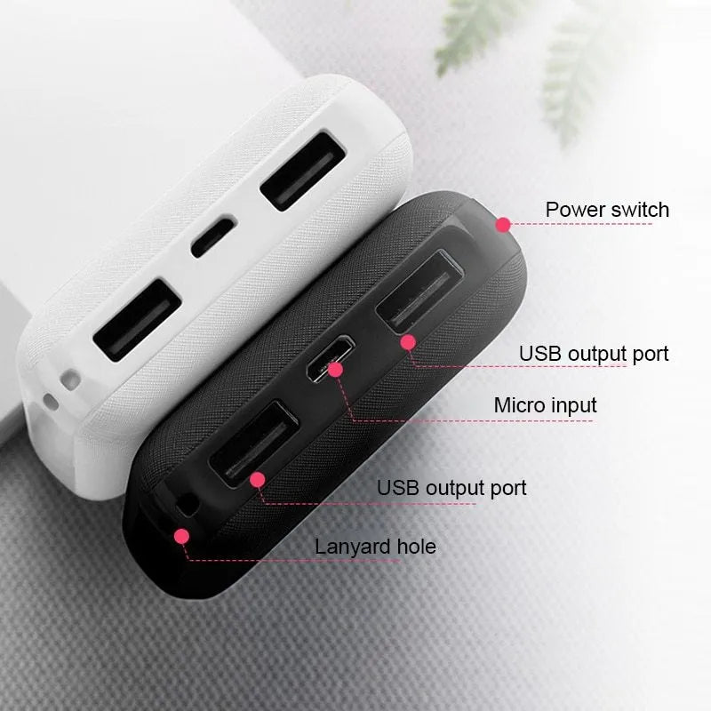 Black or white ultra-thin 10000mAh power bank with multi USB ports