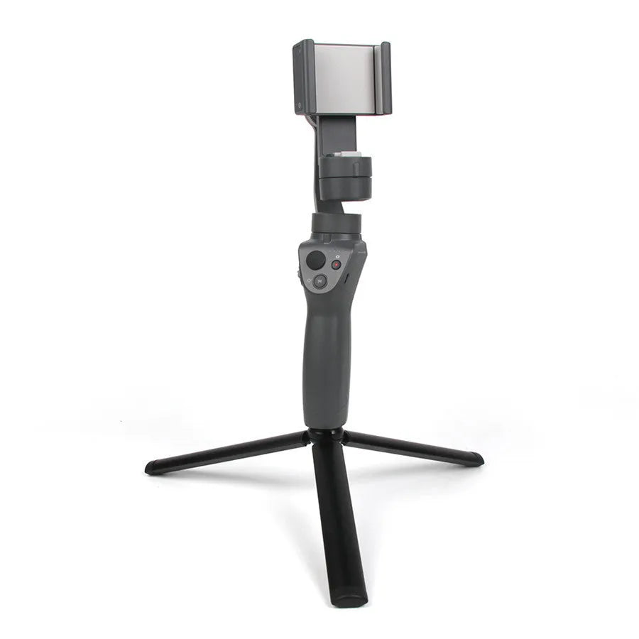 Black aluminium alloy mobile phone tripod compatible with Apple iPhones for photography