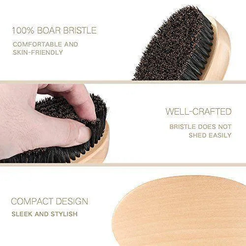 Natural boar bristle beard brush 11.3cm for men's facial hair styling and maintenance, black brown and fancy options