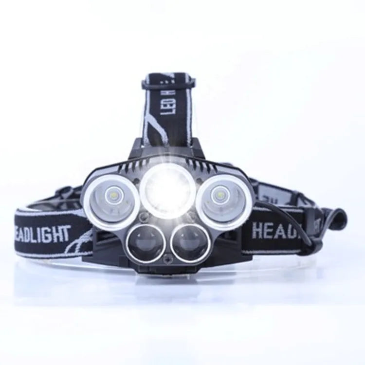 Black LED headlamp with long-range beam capability up to 500 metres and waterproof casing