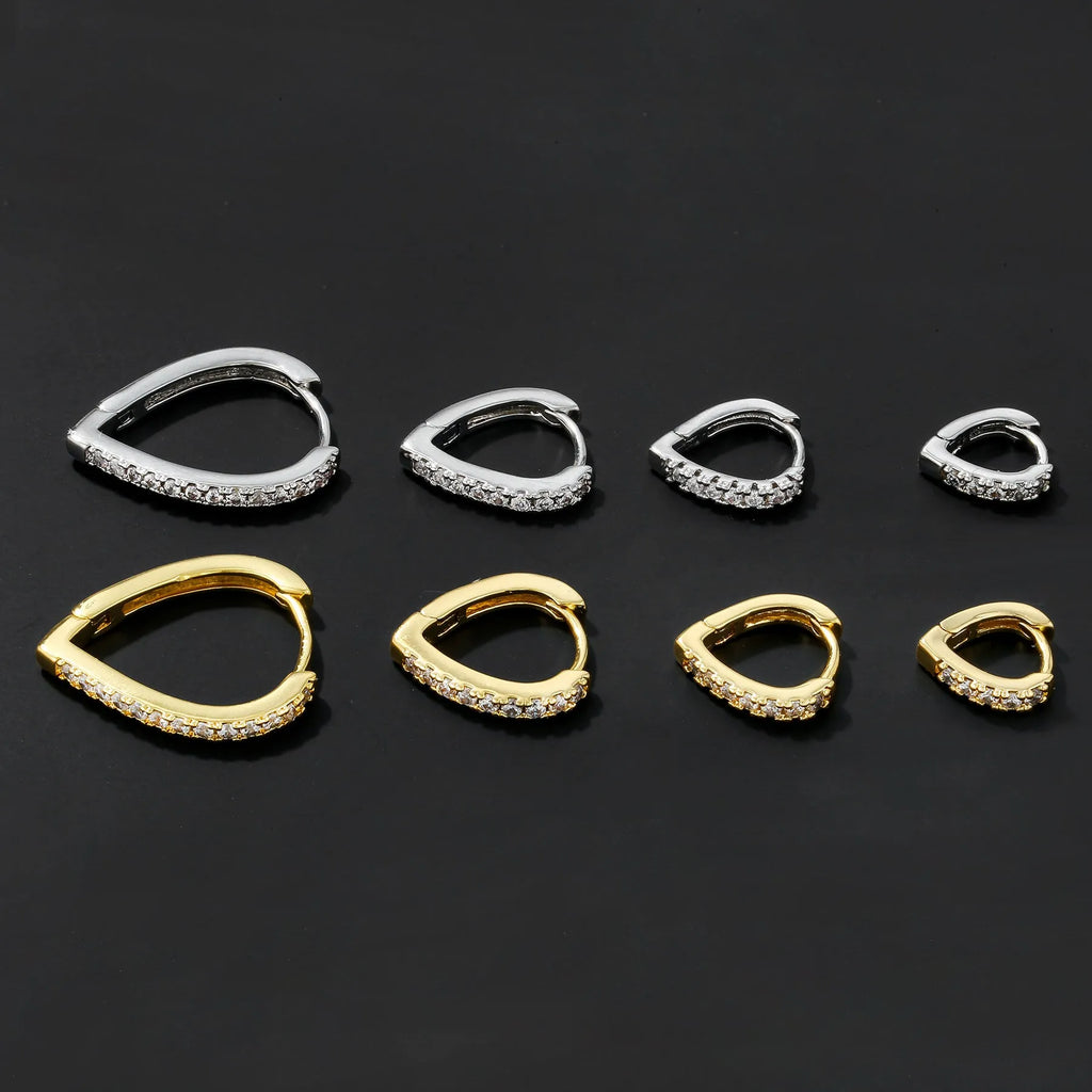 Women's geometric love heart shaped ear clip in copper with gold electroplated finish