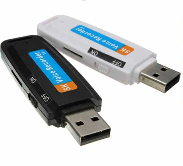 Black and white SK-001 creative USB flash drive showing compact size