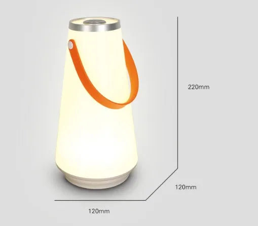 White rechargeable bedside table lamp with USB charging cable and touch control for adjustable brightness