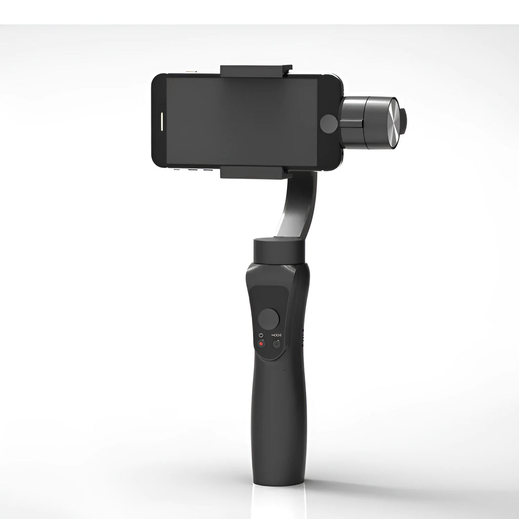 Black 3-axis mobile phone stabilizer gimbal for smartphones below 6.5 inches