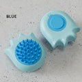Blue pet bath brush with integrated shampoo box and massage comb for cat and dog cleaning