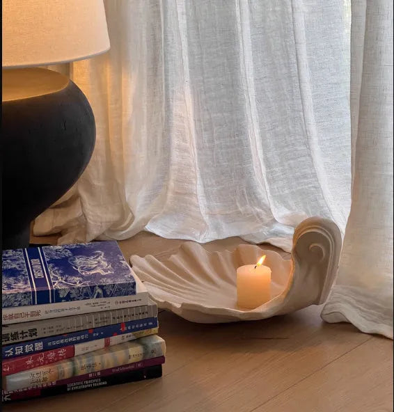 White resin simulation shell fruit plate ornament with light luxury style decorative design