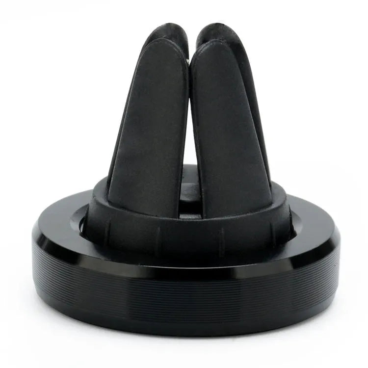 Magnetic car air vent phone holder in five colours showing compact 33.5mm by 30mm bracket design