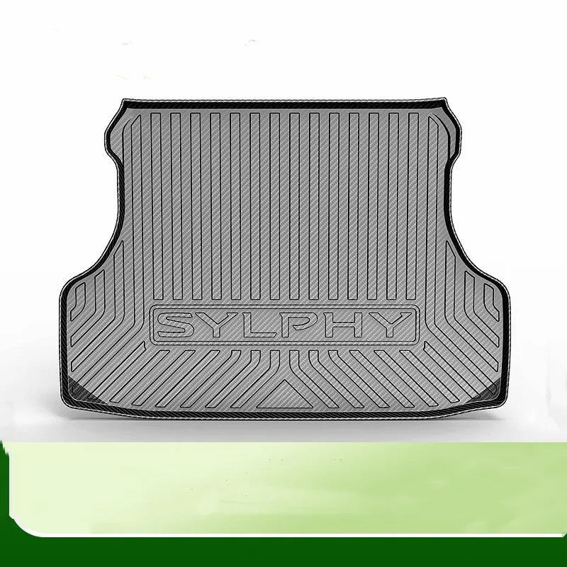Black carbon fibre pattern car boot protector pad for vehicle cargo area