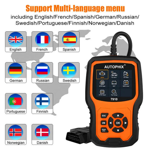 Autophix 7910 handheld automotive OBDII diagnostic scanner and fault code reader tool
