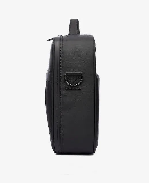 Black Oxford fabric men's messenger bag with adjustable shoulder strap and multiple compartments
