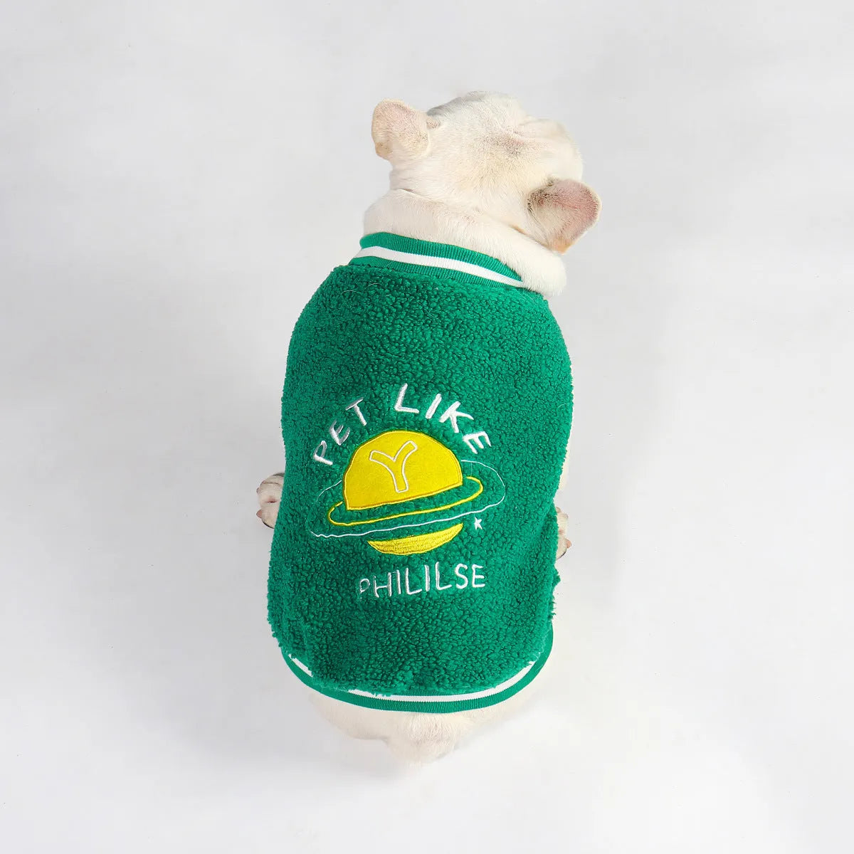 Green fleece-lined cotton winter dog coat for larger breeds in sizes L to 4XL