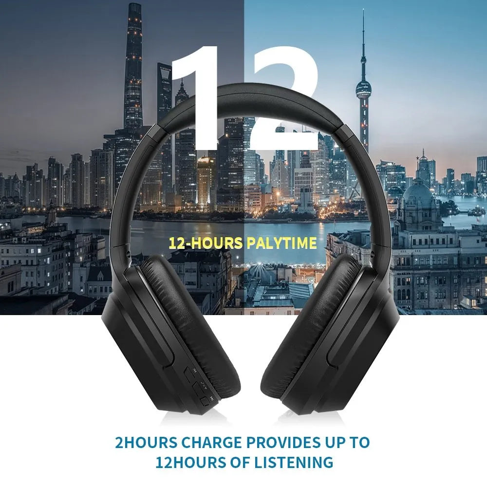 Black Gorsun E98 over-ear wireless Bluetooth headphones with adjustable headband.