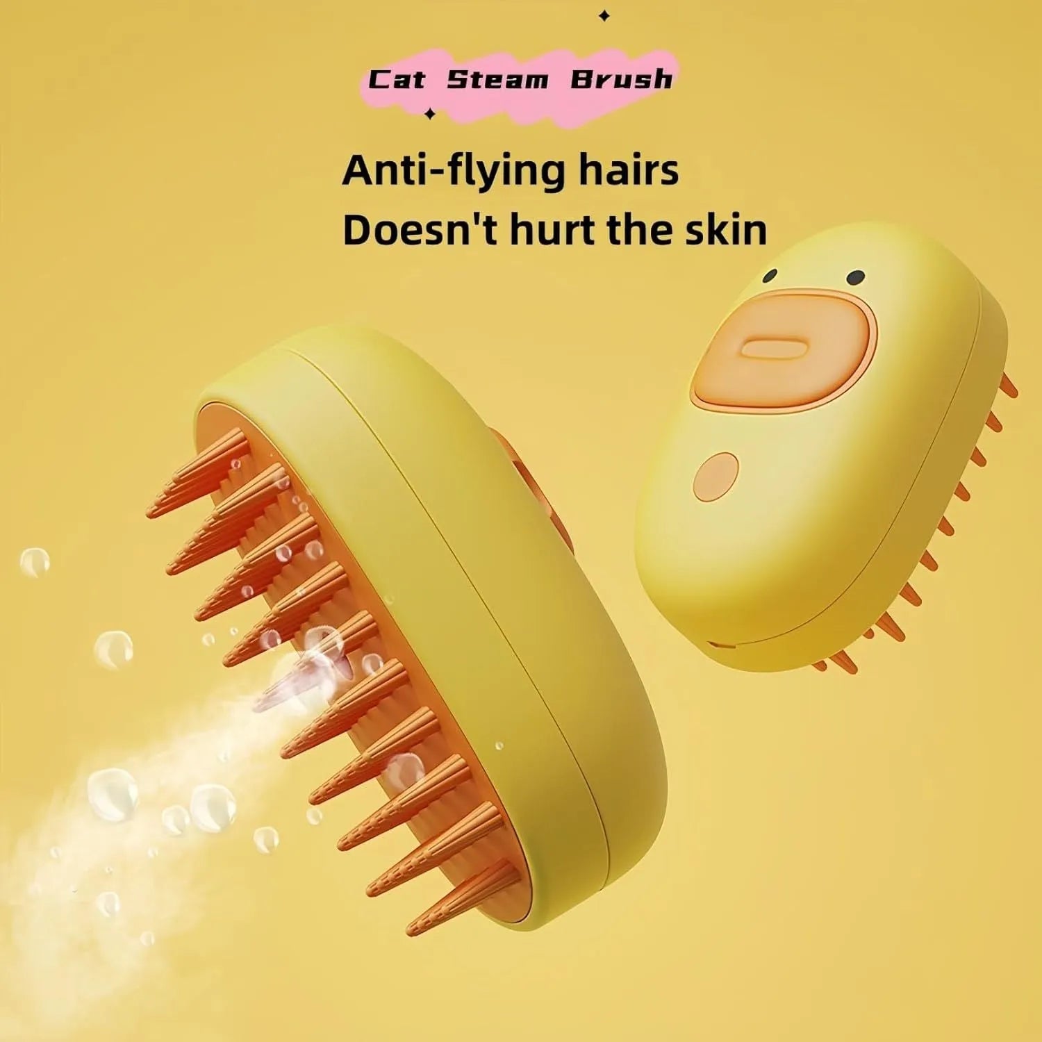 White silicone steam pet brush for dog and cat grooming with rechargeable function and rubber comb teeth