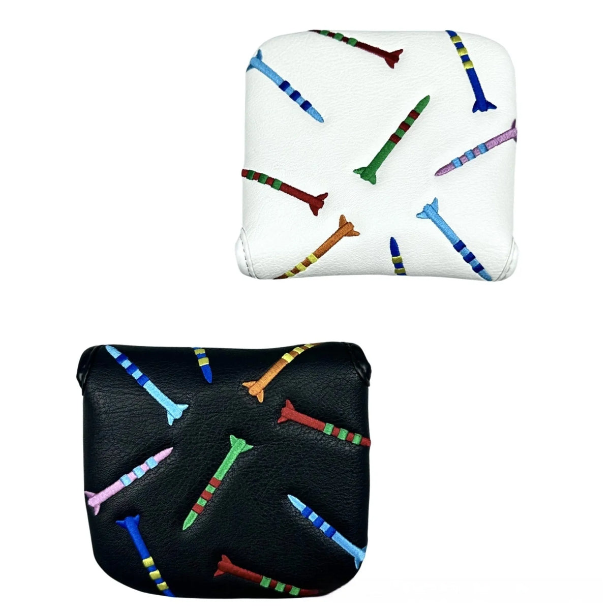 Square golf putter protective sleeve with rocket pattern in black PU leather material