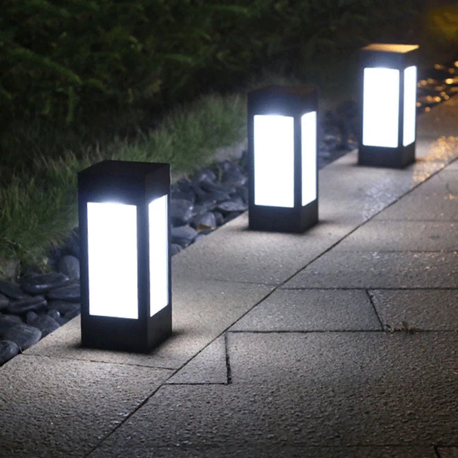 Solar garden lights with LED illumination for outdoor courtyards, tables, and bars