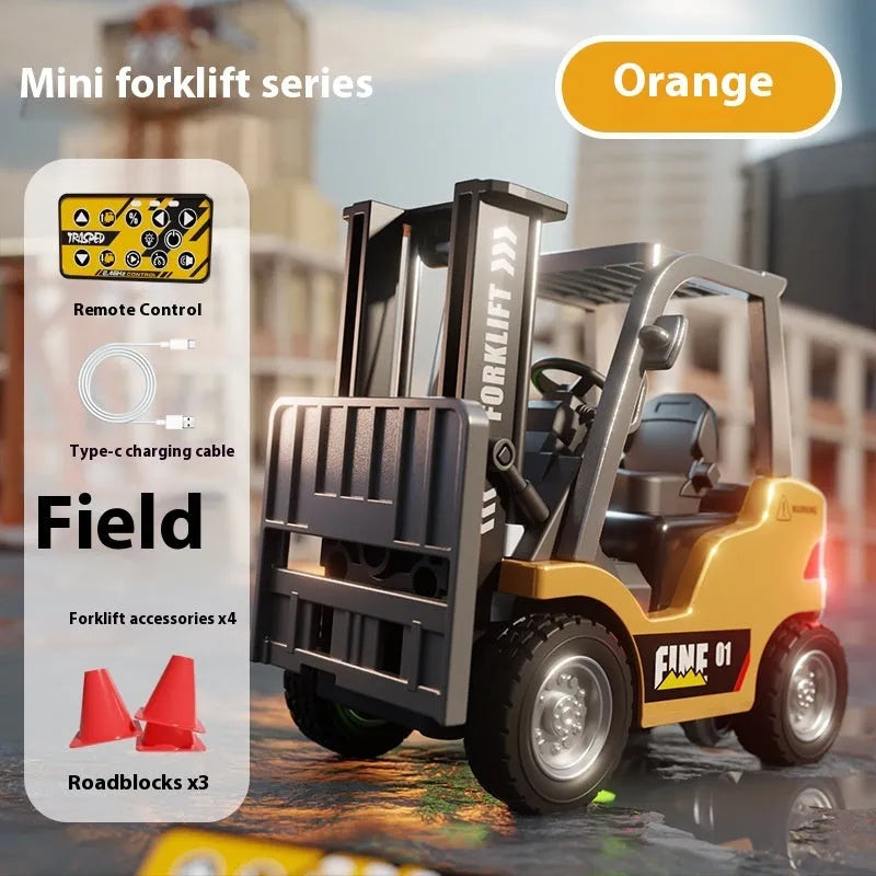 1:64 scale Bluetooth remote control alloy forklift model with obstacle course accessories