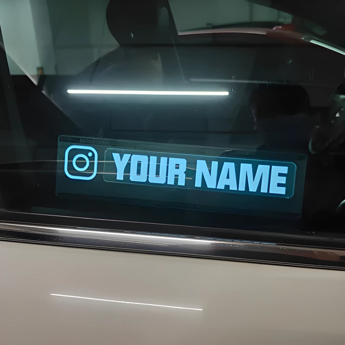 Electroluminescent car window sticker with 0.5mm thickness and 12V power connection cable