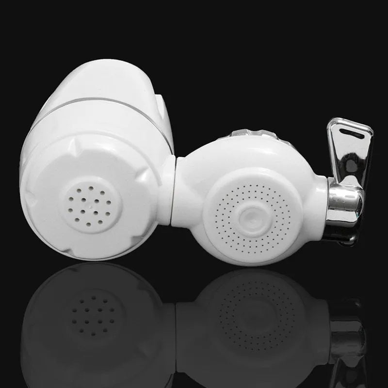 White kitchen tap water filter with switchable faucet head and universal adapter