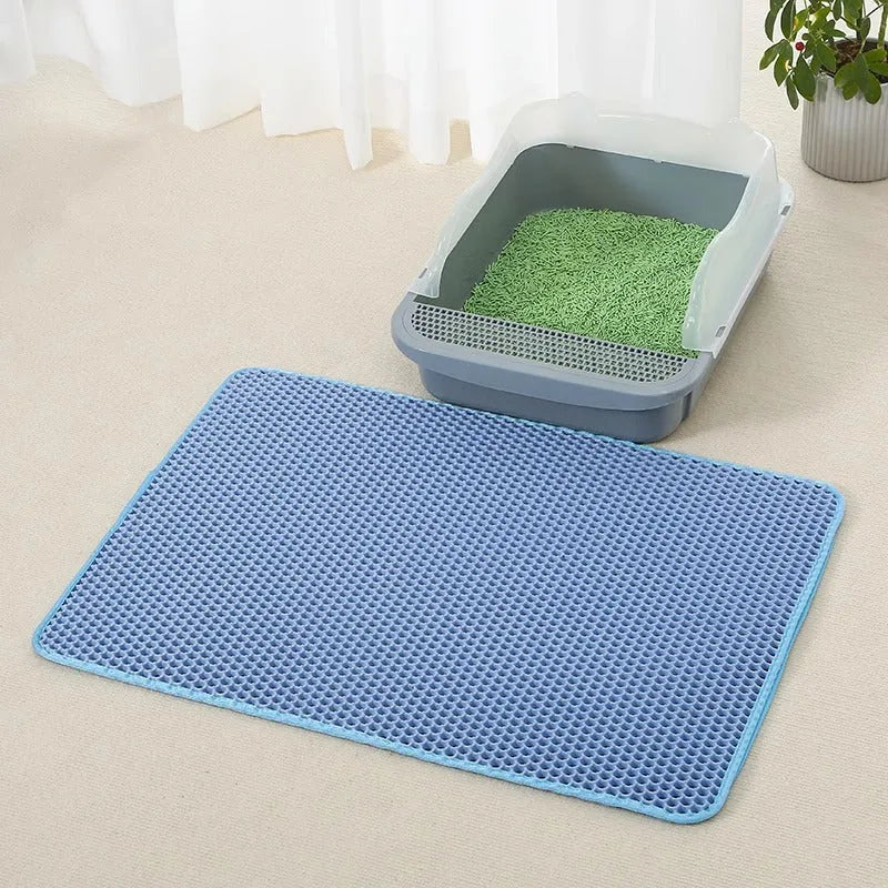 EVA double-layer cat litter mat in four sizes and six colours, including black and gray, for cat litter areas
