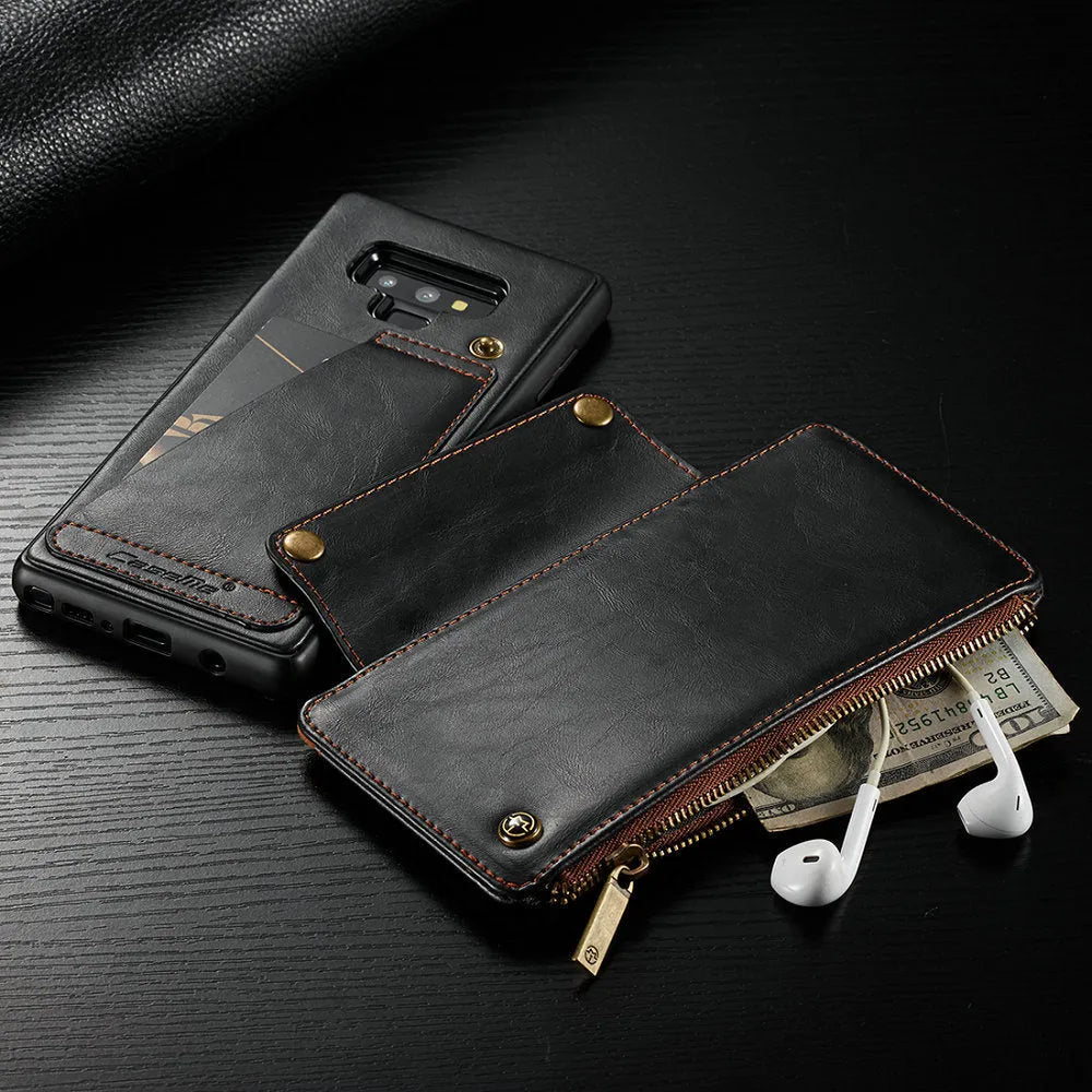 Samsung Galaxy Note 9 flip wallet case in PU leather with card slots and magnetic closure