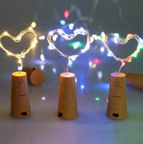 Copper wire LED string light with 20 LEDs and bottle stopper for wine bottle decorations