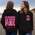 Breast Cancer Awareness pullover hoodie with retro art print and side seam pockets in various colours.