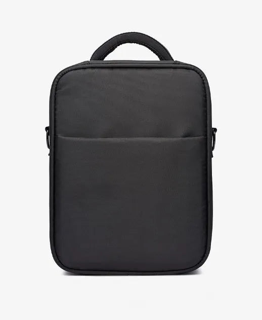 Black Oxford fabric men's messenger bag with adjustable shoulder strap and multiple compartments