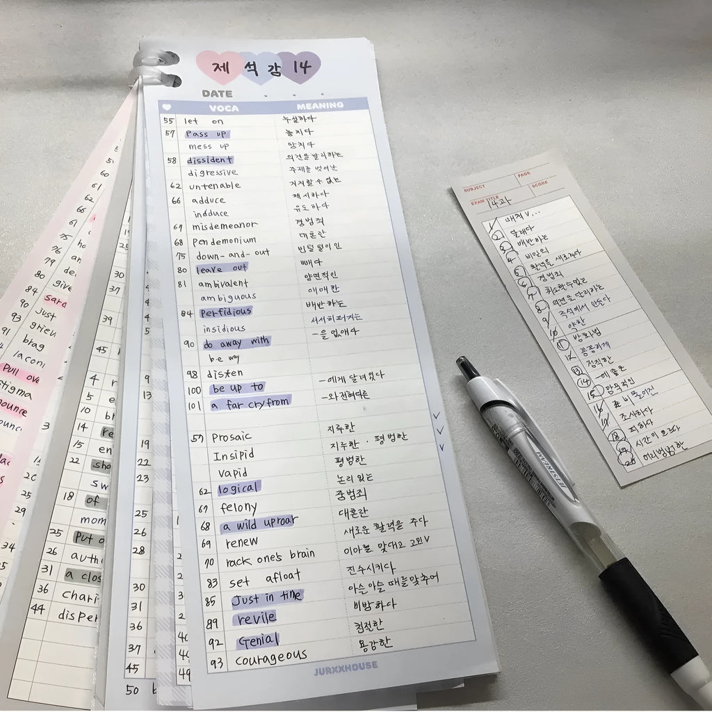 Vertical format notepad with blue cover showing B5 half dimensions and double-sided printing capability