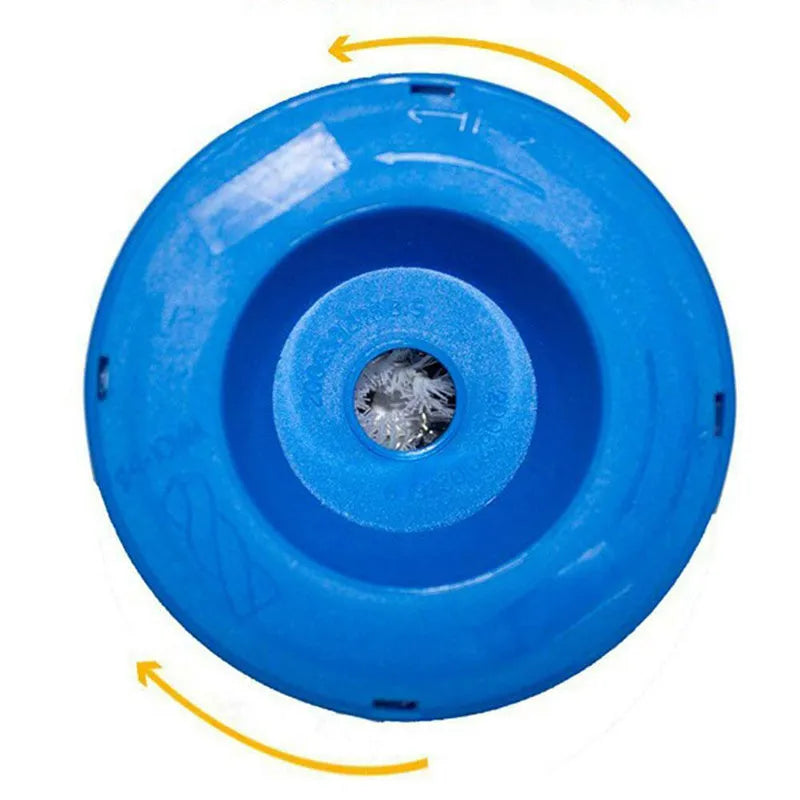 Blue bowl-shaped electric hammer drill dust cover for collecting drilling debris.
