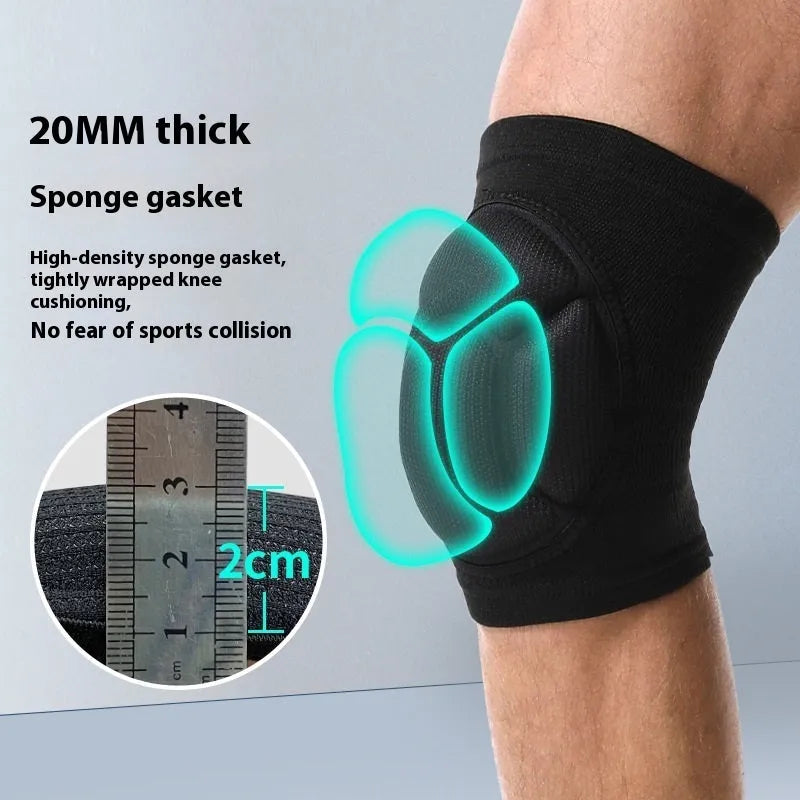 Black and blue thick sponge knee pads for volleyball and dance sports protection