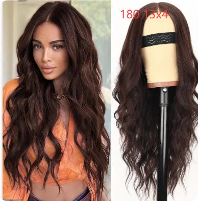 Dark brown big wave lace wig in high temperature silk fibre, 8 to 32 inches, 13x4 or 13x6 lace.