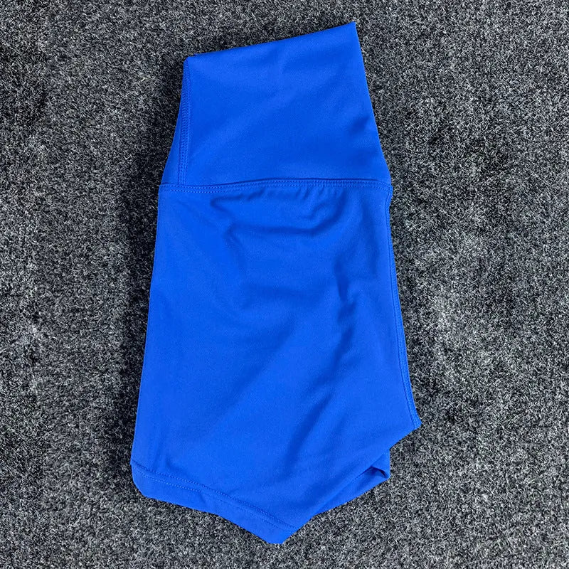 Women's high waist yoga shorts in nylon fabric available in multiple colours and sizes