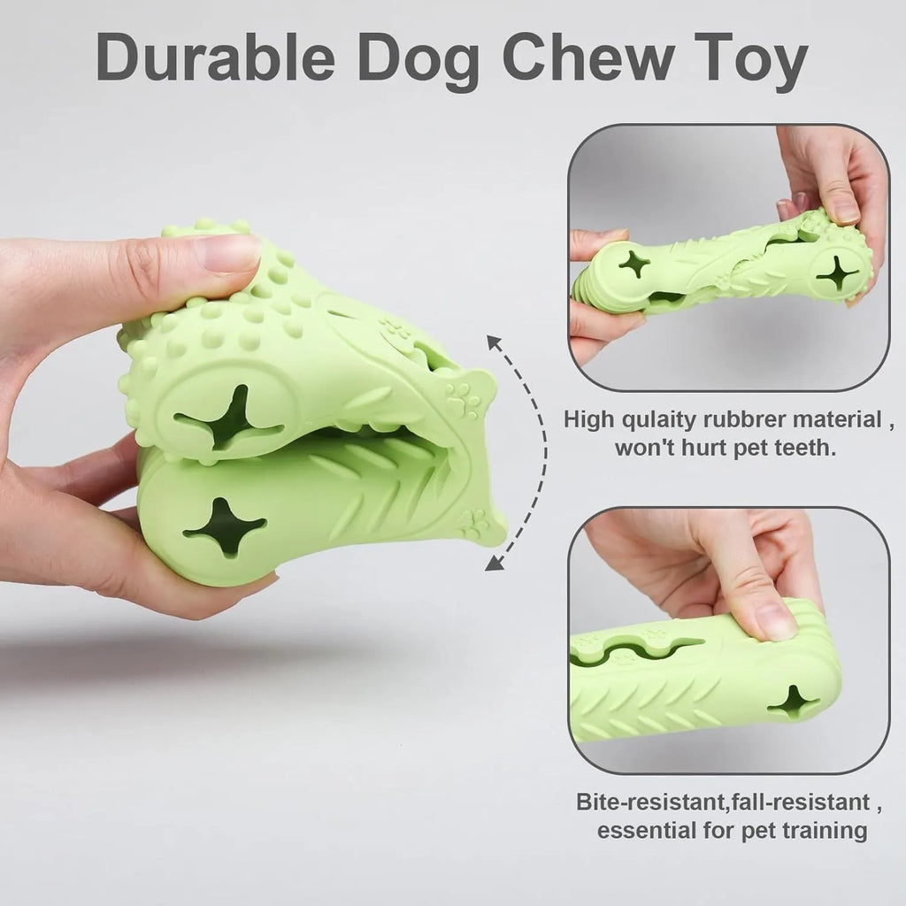 Blue natural rubber bone-shaped dog chew toy for aggressive chewers on a white background.