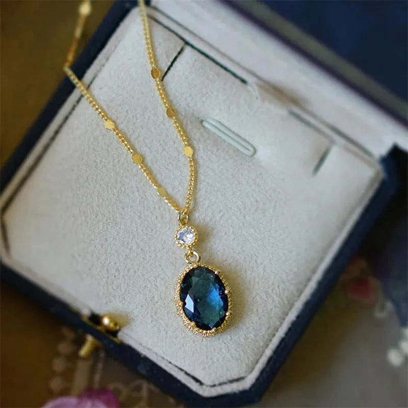 French retro geometric gold necklace with electroplated copper construction