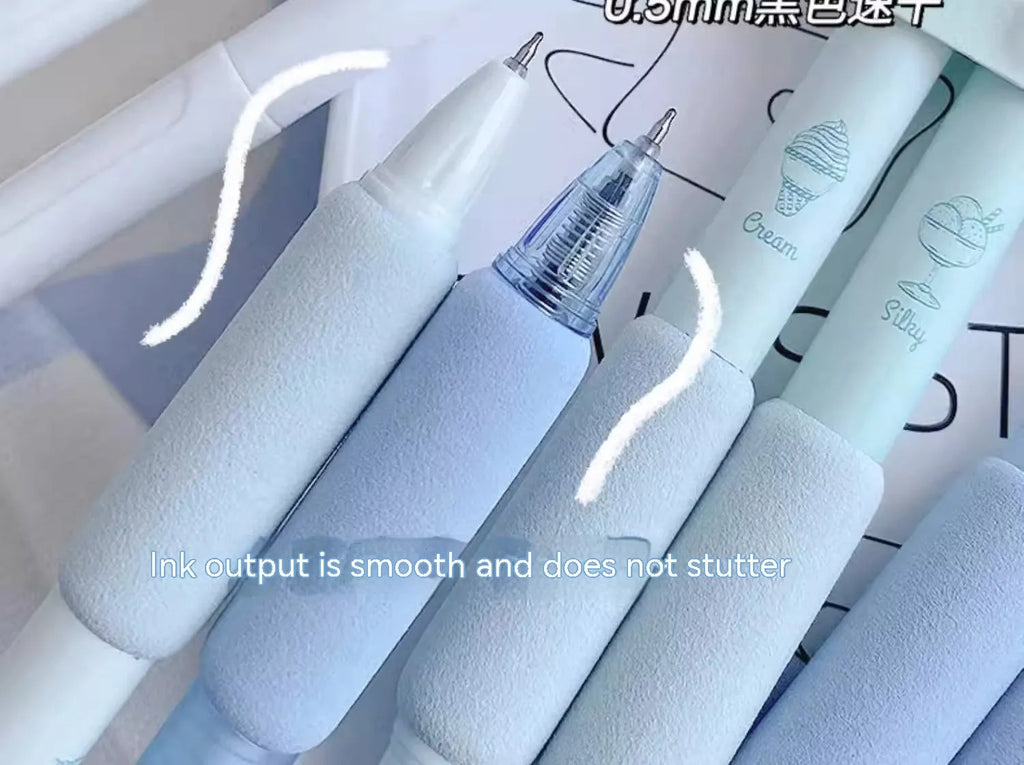 Set of four double-headed calligraphy pens with 0.5mm tips and sponge press nibs in cheese mint and sea salt colours