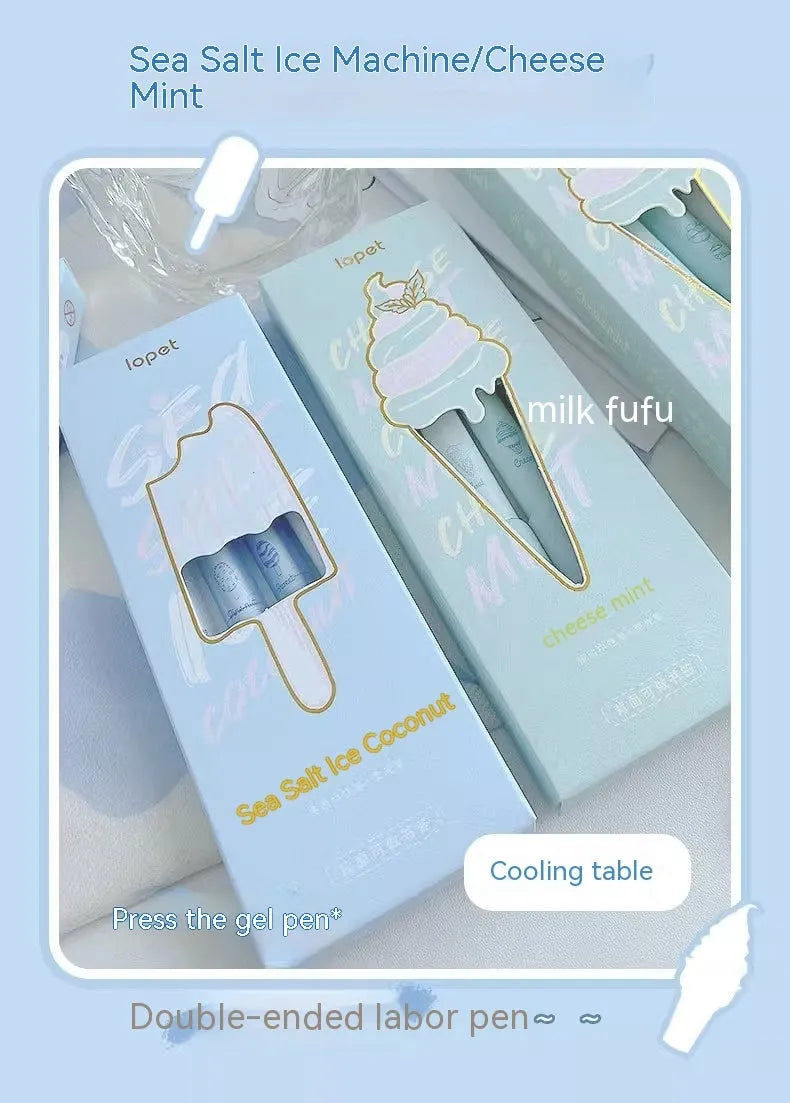 Set of four double-headed calligraphy pens with 0.5mm tips and sponge press nibs in cheese mint and sea salt colours