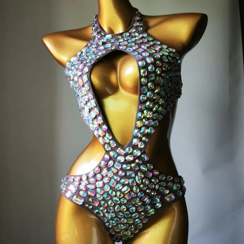 Women's one-piece mesh diamond pattern swimsuit in nylon with polyester lining