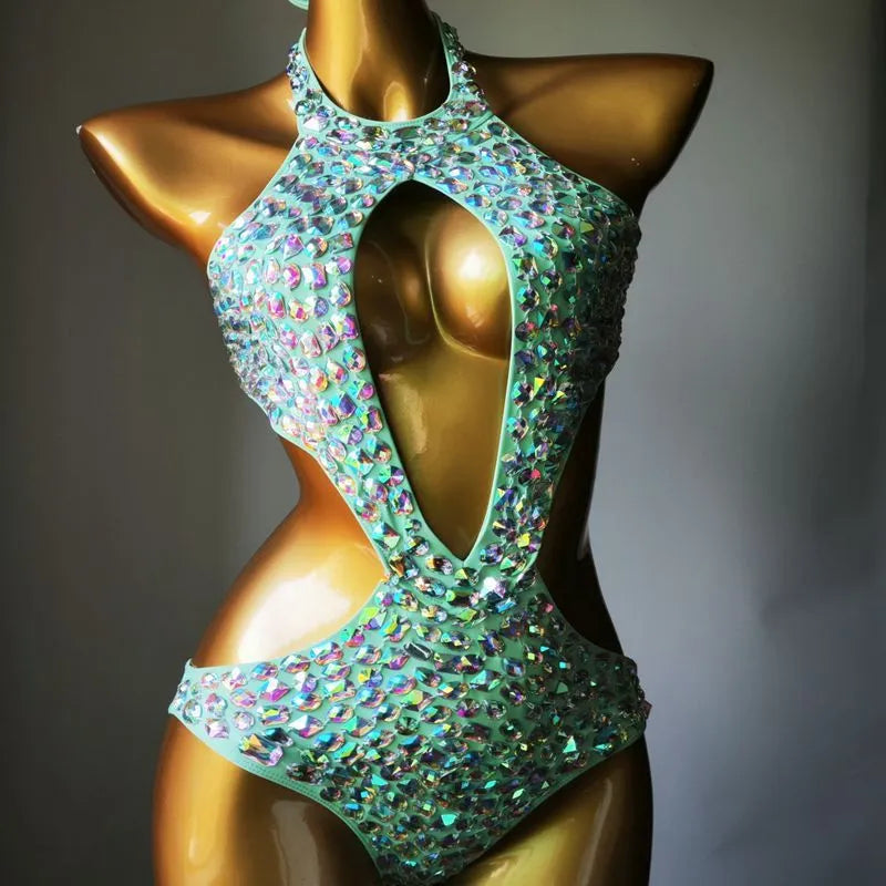 Women's one-piece mesh diamond pattern swimsuit in nylon with polyester lining