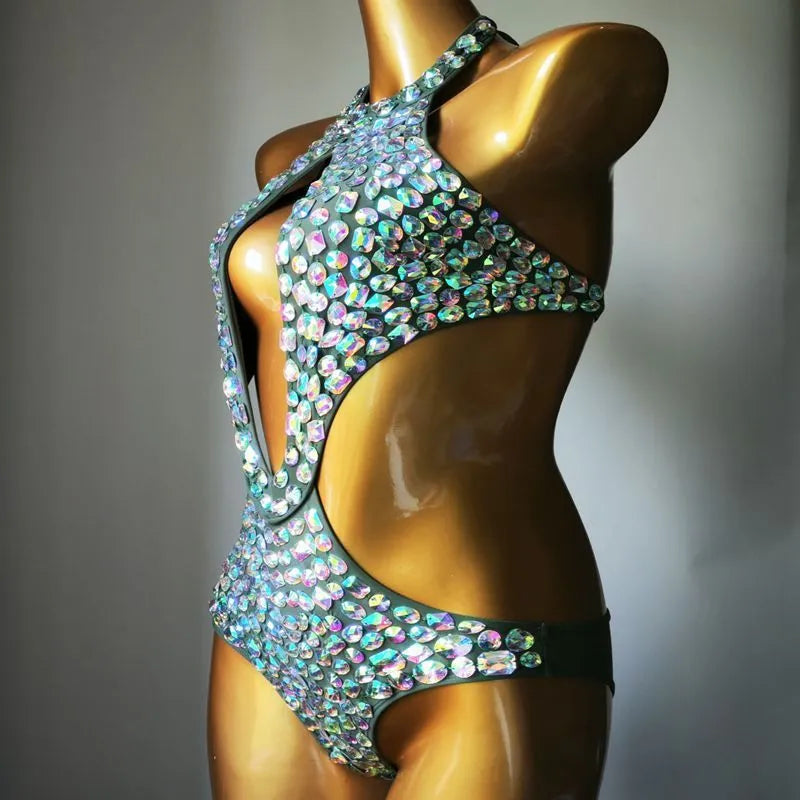 Women's one-piece mesh diamond pattern swimsuit in nylon with polyester lining