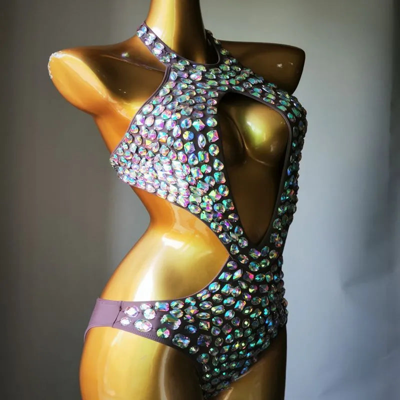 Women's one-piece mesh diamond pattern swimsuit in nylon with polyester lining