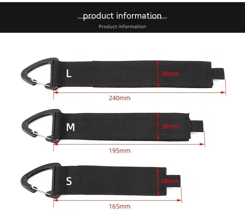 Black heavy strap climbing button carabiner gravity storage hook in three size options