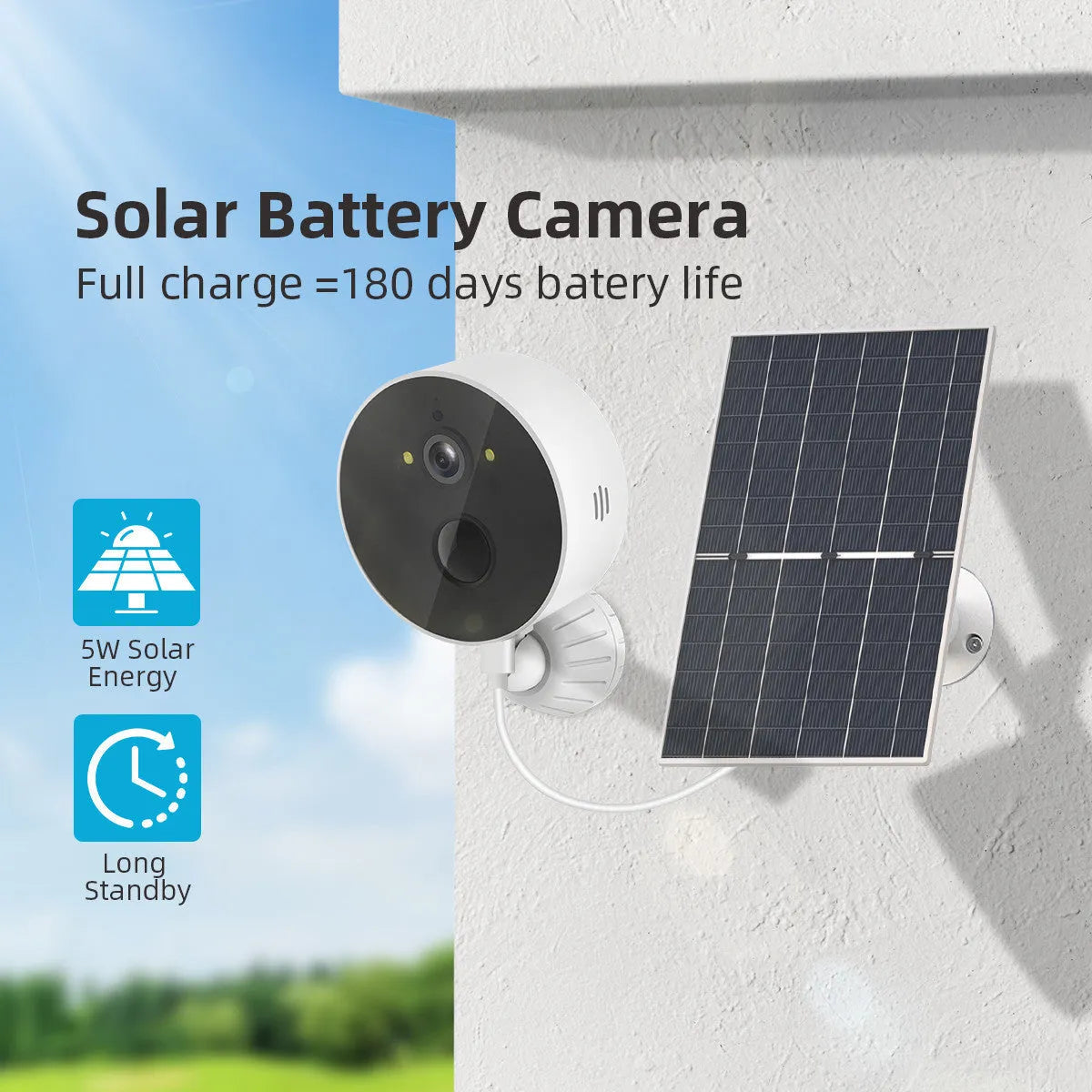 Solar panel and 1080P outdoor security camera system for wireless monitoring