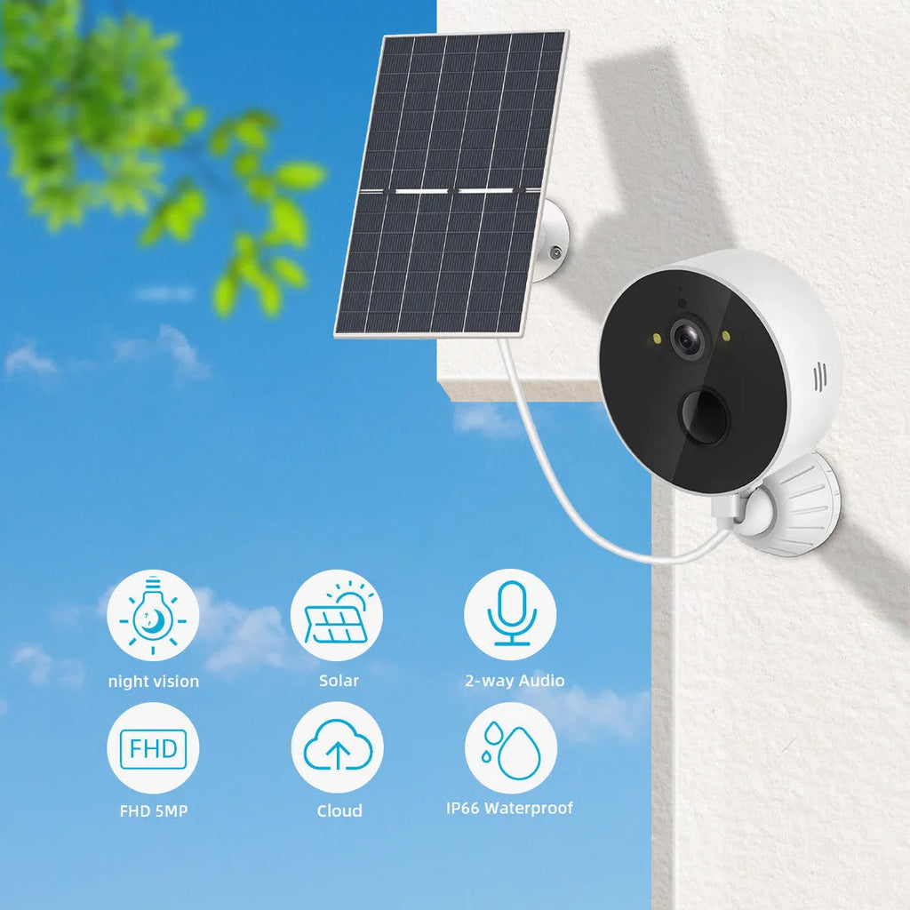 Solar panel and 1080P outdoor security camera system for wireless monitoring