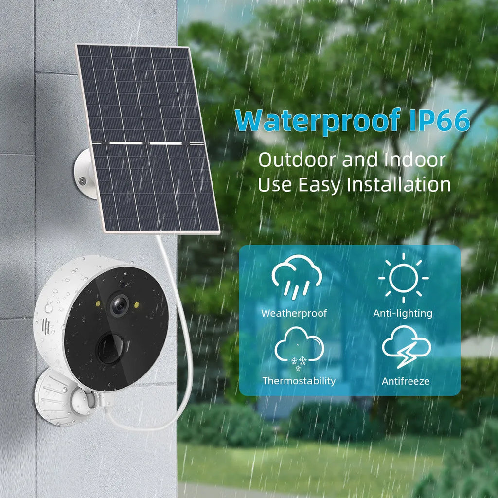 Solar panel and 1080P outdoor security camera system for wireless monitoring