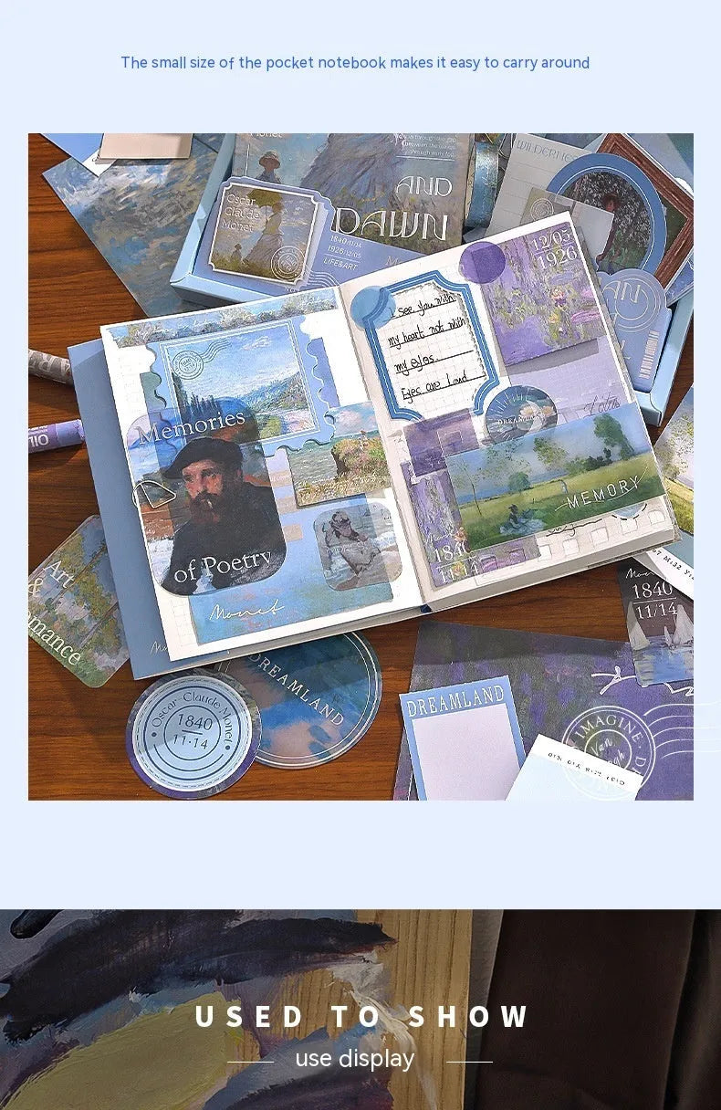 Creative journal gift box with A6 grid notebook, paper accessories and retro plaid artistic design